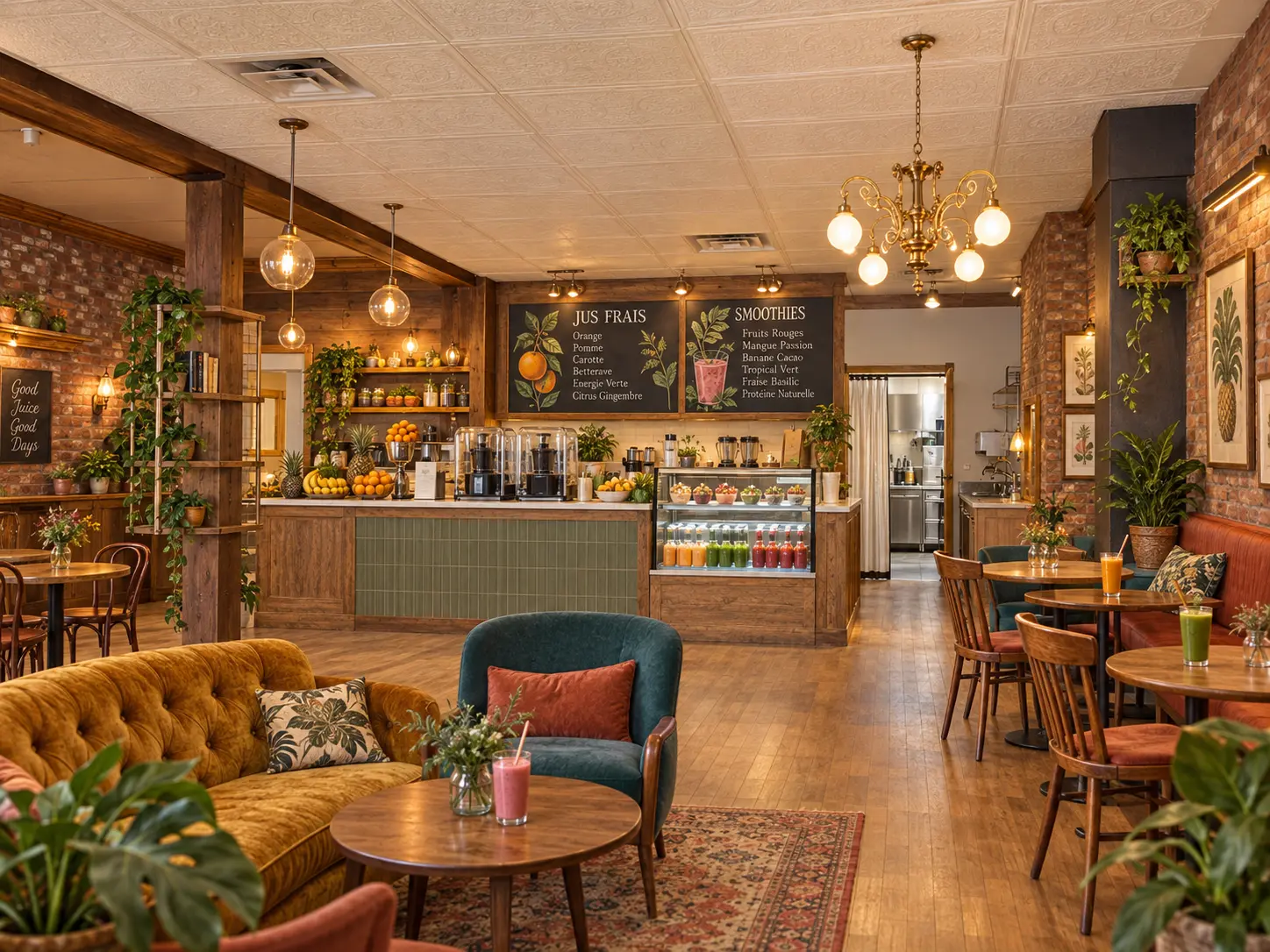Concept de café, bar à jus et smoothies